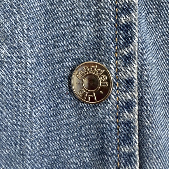 NWT Madden Girl Denim Varsity Bomber Jacket Size XL - Picture 10 of 14